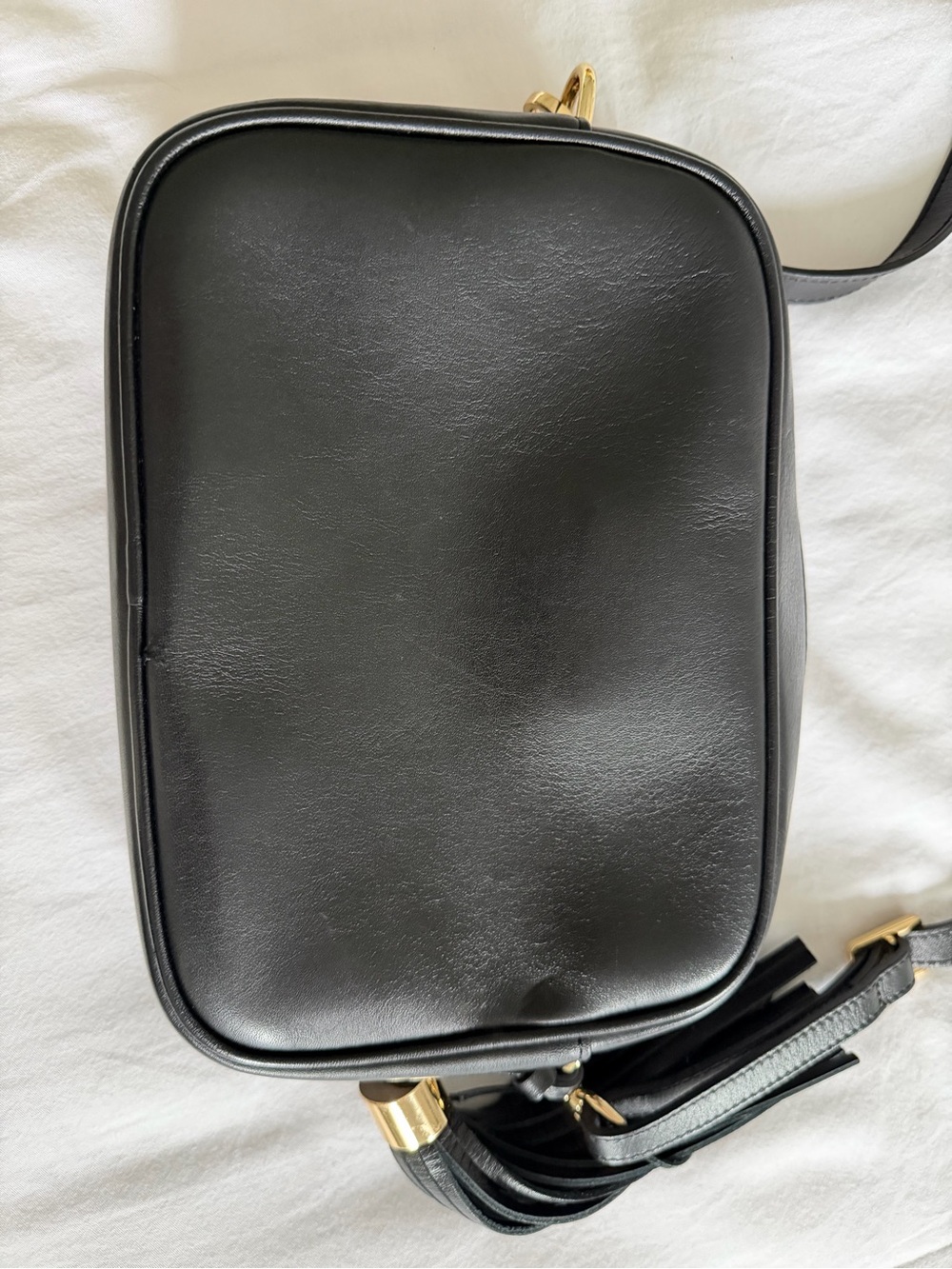 Valentino Black Leather Embossed V Logo Crossbody Camera Bag with Tassel - Picture 7 of 11